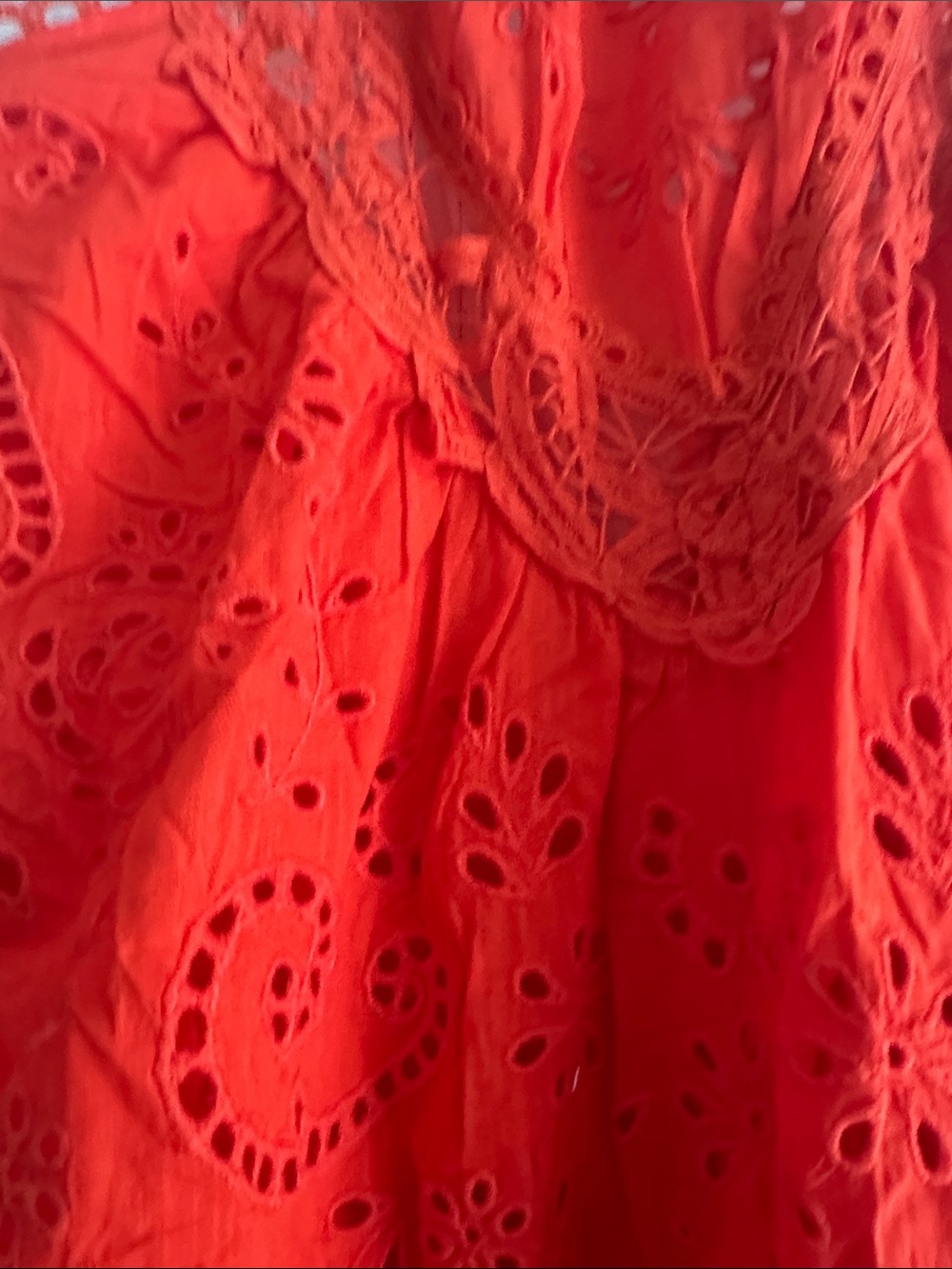 Anthropologie Red Halter Maxi Dress with Eyelet Detail - Picture 3 of 6